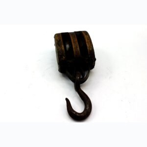 Antique Wooden Double Block and Tackle Pulley With Forged Iron Swivel Hook – Said to Come From a Virginia City, Nevada Mine Shaft – Effie Mona Mack Estate