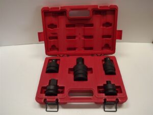 T&E Tools Extra Large Impact Adapter and Universal Joint 5-Piece Set – 3/4″ and 1″ Drive Impact U-Joints Plus Reducing and Increasing Adapters – New