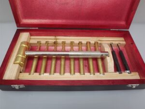 12-Piece Hammer and Pin Punch Set – 18mm Brass Hammer, Brass and Steel Pin Punches in Wooden Box – For Jewelry, Clock, Automotive and Hobby Repair
