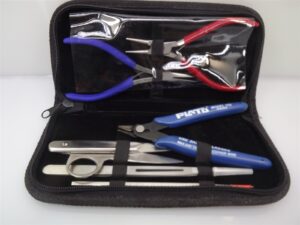 Six-Piece Beading and Jewelry Making Tool Kit – Pliers, Tweezers, Thread Nipper and USA-Made Flush Cutter in Zip Case – For Stringing and Wire Work