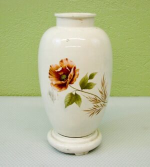 Vintage Floral Porcelain Vase – 10″ Tall Slender Decorative Vase with Narrow 2-1/8″ Mouth – Charming Accent for Flowers, Mantel or Shelf Display