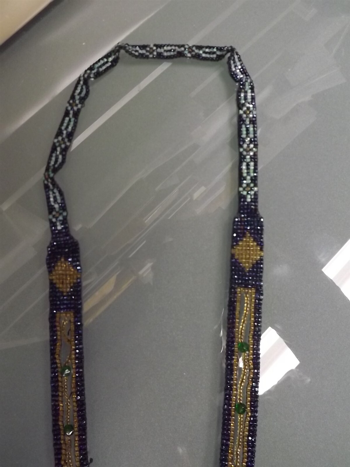 s l1600 15820.jpg Vintage Art Deco Seed Glass Bead Loomed Flapper Lariat Sautoir Necklace Flower – Fine Jewelry – view 3