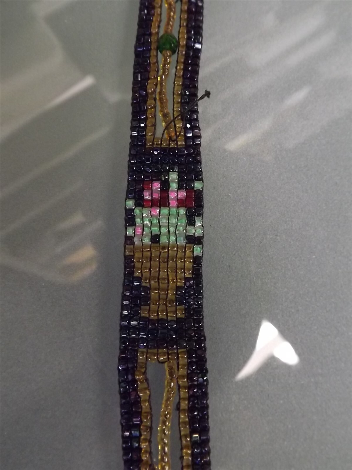 s l1600 15822.jpg Vintage Art Deco Seed Glass Bead Loomed Flapper Lariat Sautoir Necklace Flower – Fine Jewelry – view 5