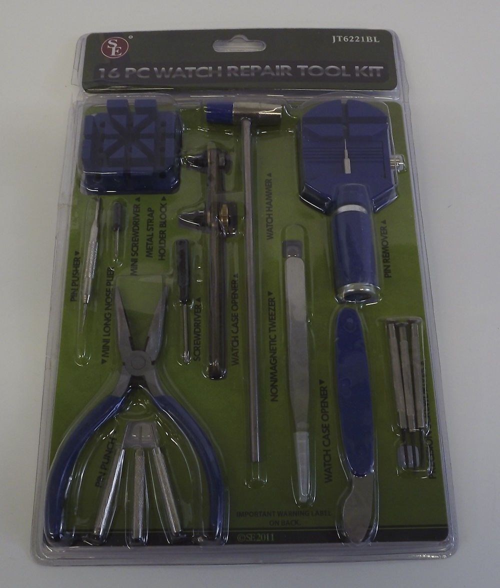 s l1600 16059.jpg 16 Pc Blue Watch Repair Kit Watch Tools Repair Kit Great Working Kit – Jeweler's Bench Tool for Goldsmiths, Silversmiths & Hobby Crafters, New
