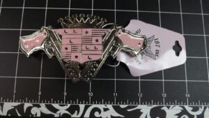 Collectible Bright Finish Stainless Steel Belt Buckle Pink Enamel-Pistols – Collectible Belt Buckle, New