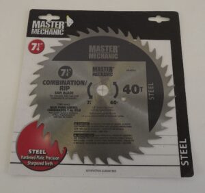 Master Mechanic Saw Blade 40 Tooth 7 1/4 Combo Rip Saw Blade Steel – Quality Tool for Home, Shop & Jobsite, New