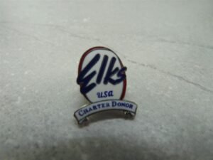 Vintage Elks USA Charter Donor Silver Tone White and Blue Enamel Lapel & Hat Pin – Vintage Fraternal Enamel Pin, Collector Gift