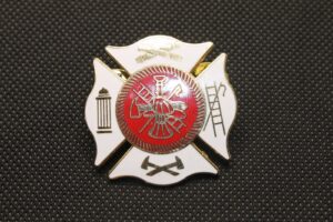 Fire Department Maltese Cross Lapel Pin (Large) – Red & white enamel