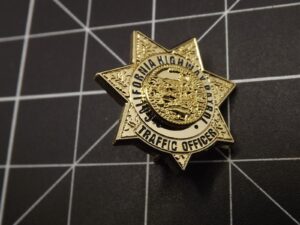 California Highway Patrol Traffic Officer Mini Badge Lapel Pin – Gold-tone