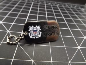 Coast Guard "Semper Paratus" Dog Tag Lapel Pin – 1-1/2" Enamel with chain