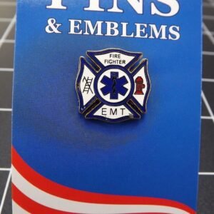 Firefighter EMT Star of Life Lapel Pin – 1" Blue & White