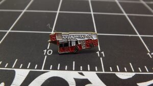 Ladder Fire Truck Lapel Pin – Red & gold-tone