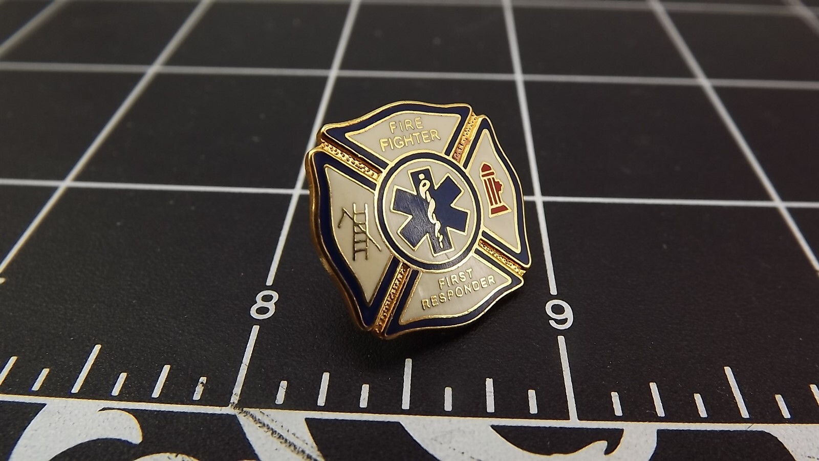s l1600 2267.jpg Fire Fighter First Responder Maltese Cross Lapel Pin – Gold-tone – photo 2