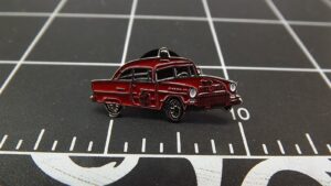 Fire Chief Patrol Car Lapel Pin – Red & silver-tone
