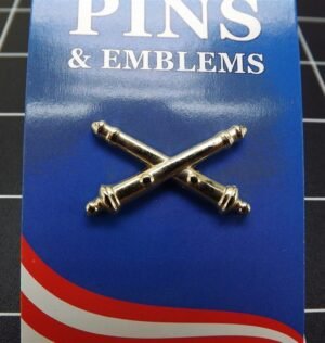 U.S. Army Field Artillery Crossed Cannons Lapel Pin – 1-1/8" Gold-Tone Branch Insignia "King of Battle" Hat Pin