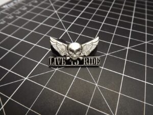 "Live To Ride" Winged Skull Lapel Pin – Pewter