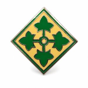 U.S. Army 4th Infantry Division "Ivy" Lapel Pin – Enameled Four Ivy Leaves Diamond Insignia Hat Pin