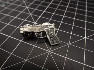 Beretta .45 Pistol Lapel Pin – 1" Silver-tone