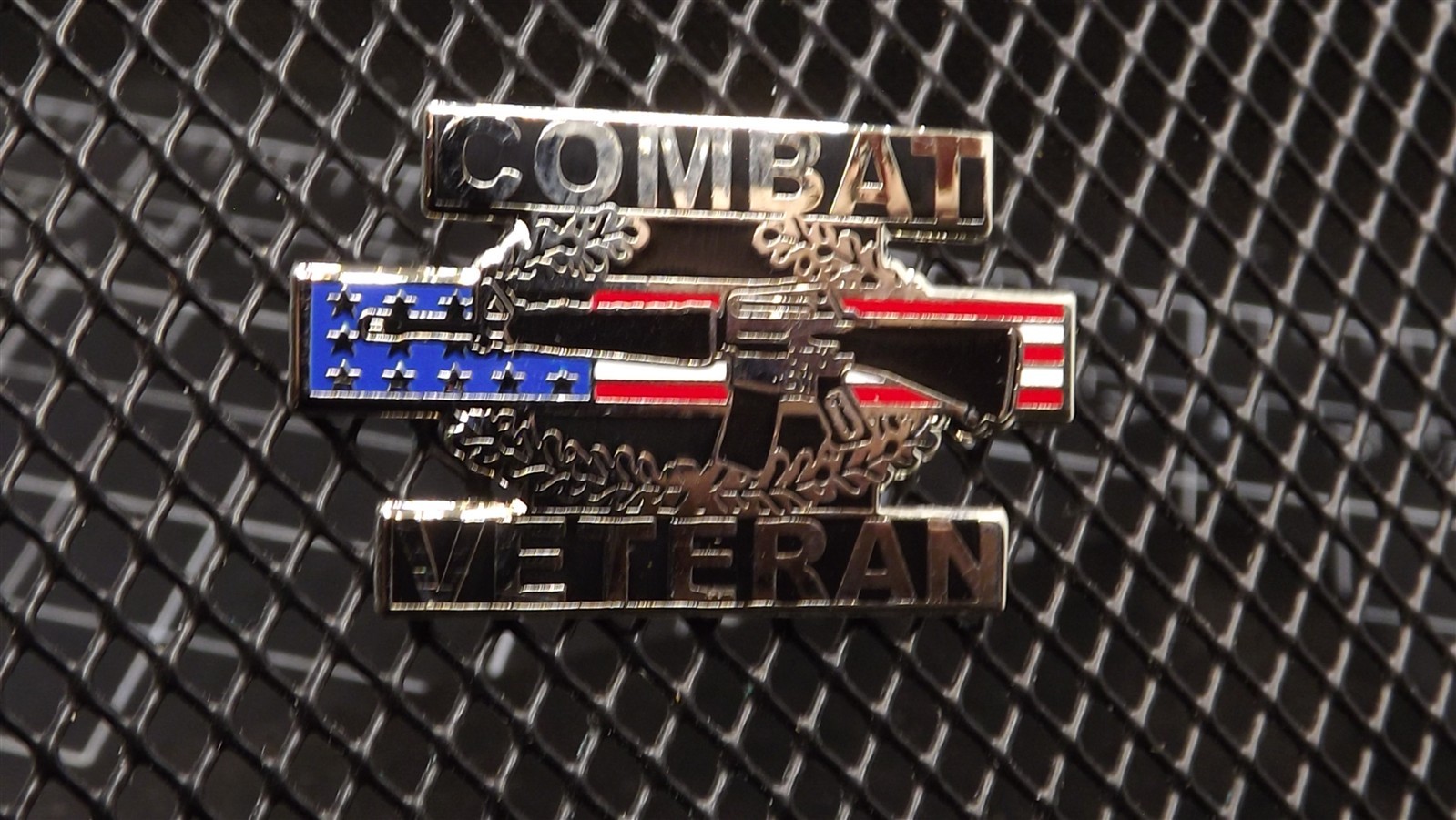 s l1600 2937.jpg "Combat Veteran" Combat Infantryman Badge Flag Lapel Pin – Enamel CIB on Flag Bar Army Hat Pin