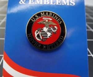 "United States Marines – Never Retired" Lapel Pin – 1" Red Enamel USMC Veteran Hat Pin
