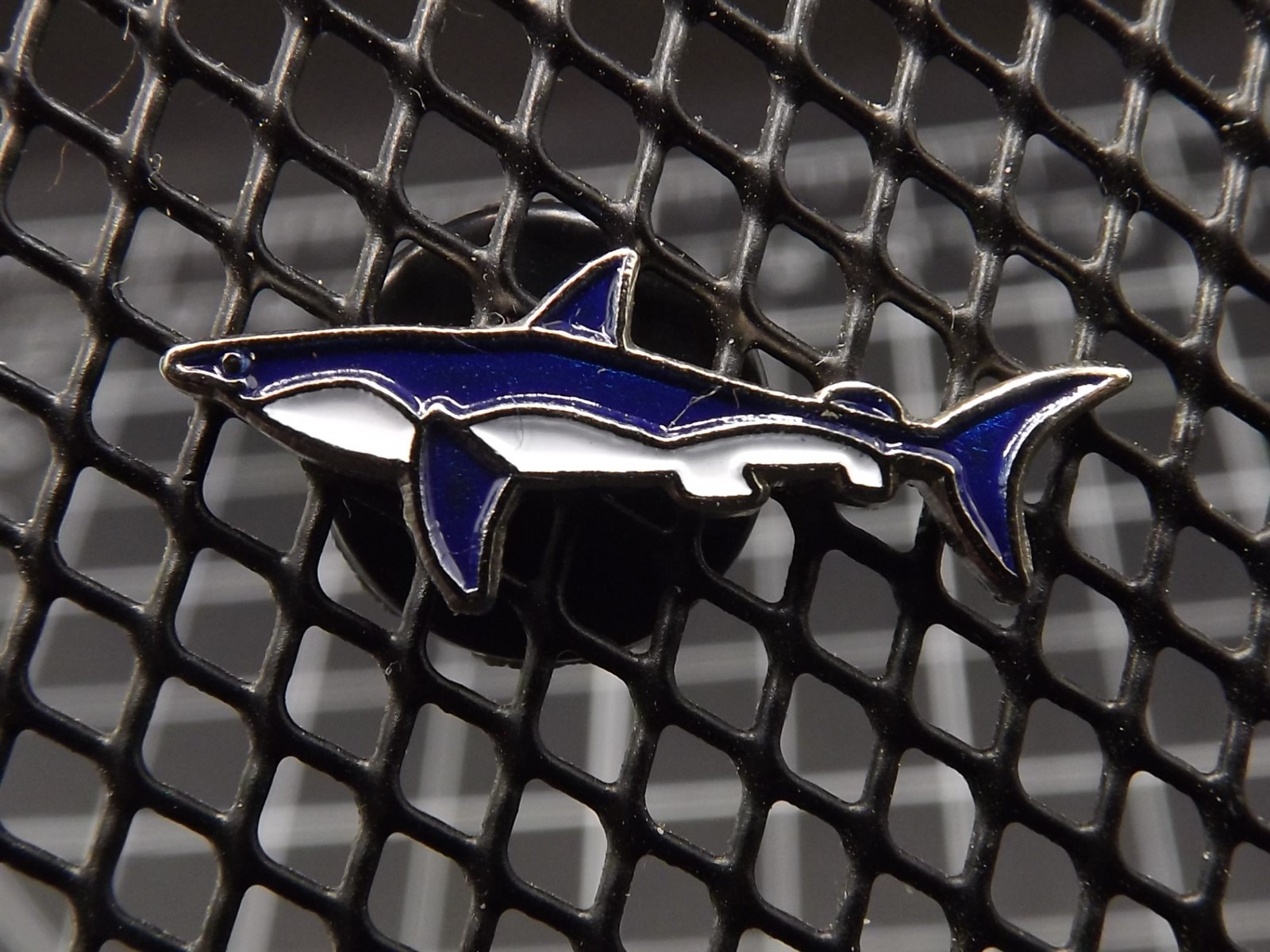 s l1600 3285.jpg Blue Shark Lapel Pin – Enamel