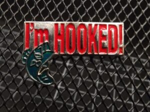"I'm Hooked!" Fishing Lapel Pin – Enamel