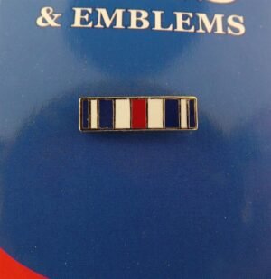 Silver Star Medal Ribbon Lapel Pin – 11/16" Red, White & Blue Enamel