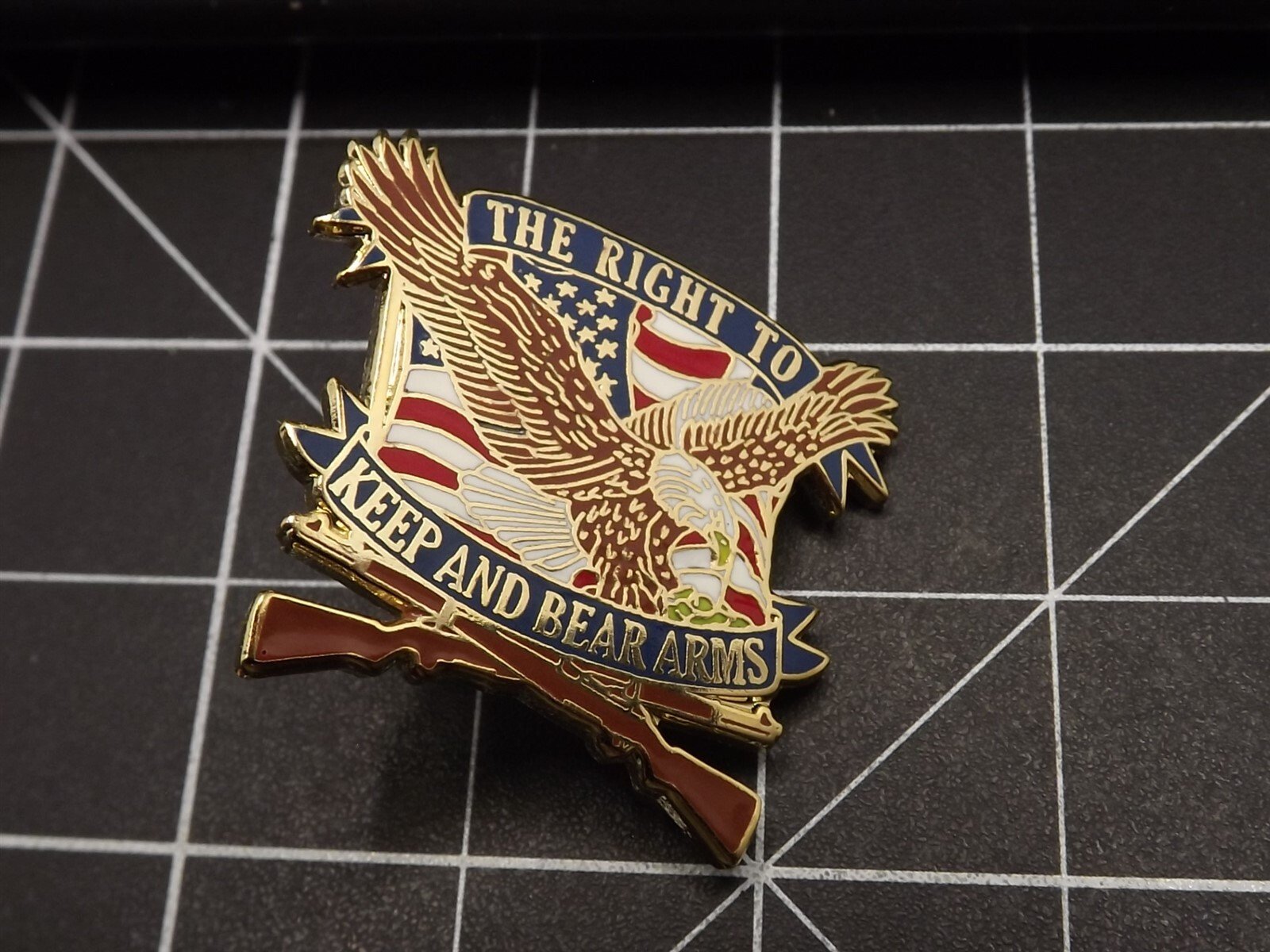 s l1600 3986.jpg "The Right To Keep And Bear Arms" Eagle Lapel Pin – Enamel