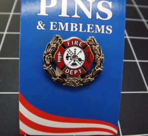 Fire Department Shield & Wreath Lapel Pin – 1-3/16" Enamel