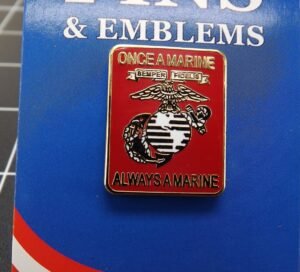 "Once a Marine, Always a Marine" Lapel Pin – 1" Enamel USMC Emblem Veteran Hat Pin