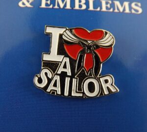 "I Love a Sailor" Heart Lapel Pin – 1" Enamel