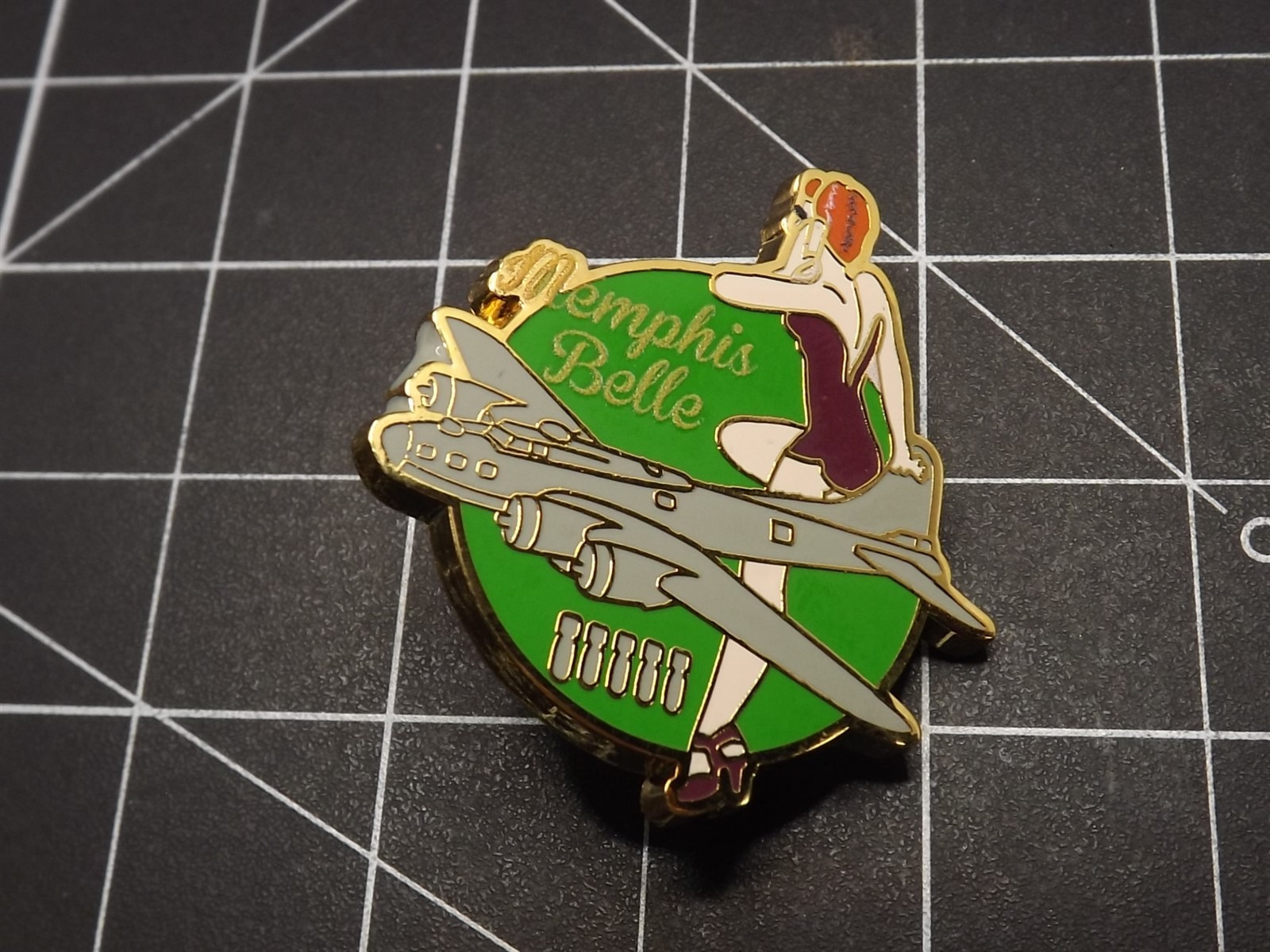 s l1600 4311.jpg "Memphis Belle" Pin-Up Nose Art Lapel Pin – Enamel – photo 2
