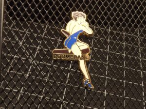 "Boomerang" Pin-Up Nose Art Lapel Pin – Enamel