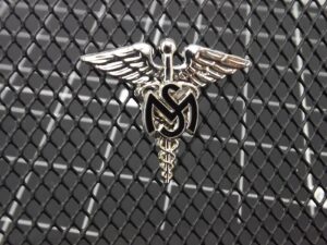 Medical Services "MS" Caduceus Lapel Pin – 1" Silver Tone