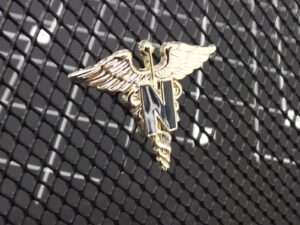 Nurse "N" Caduceus Lapel Pin – 1" Gold Tone