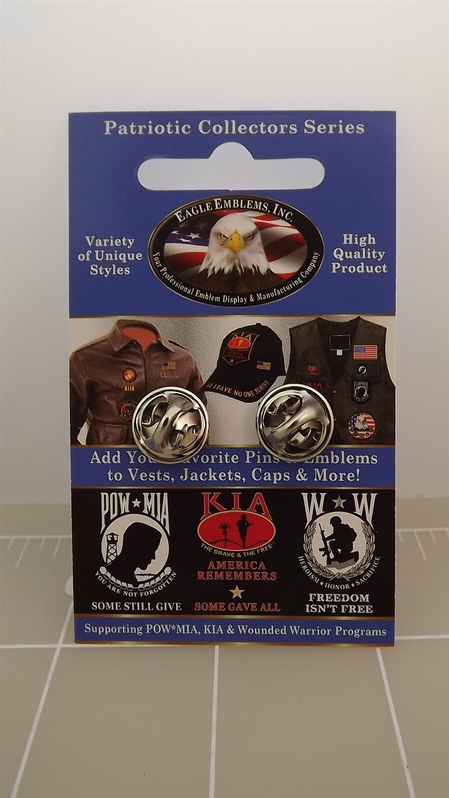s l1600 555.jpg U.S. Army Basic Parachutist Jump Wings Lapel Pin – 1" Pewter-Color Airborne Wings Hat Pin – view 3