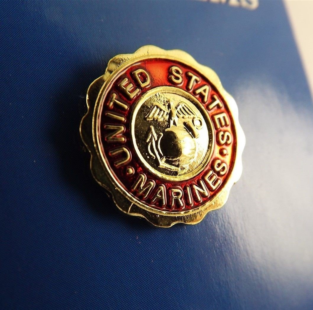 s l1600 565.jpg U.S. Marines Emblem Lapel Pin – 3/4" Red Enamel Compact USMC Tie or Hat Pin