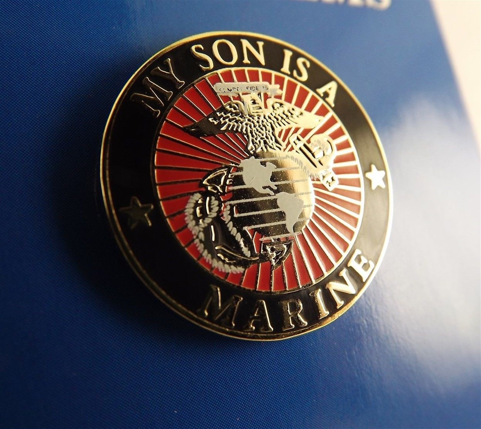 s l1600 605.jpg "My Son Is A Marine" Lapel Pin – 15/16" Red & Black Enamel USMC Proud Parent Pin