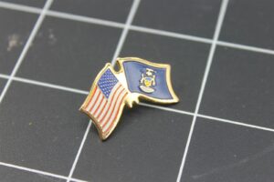USA & Michigan Crossed Flags Lapel Pin